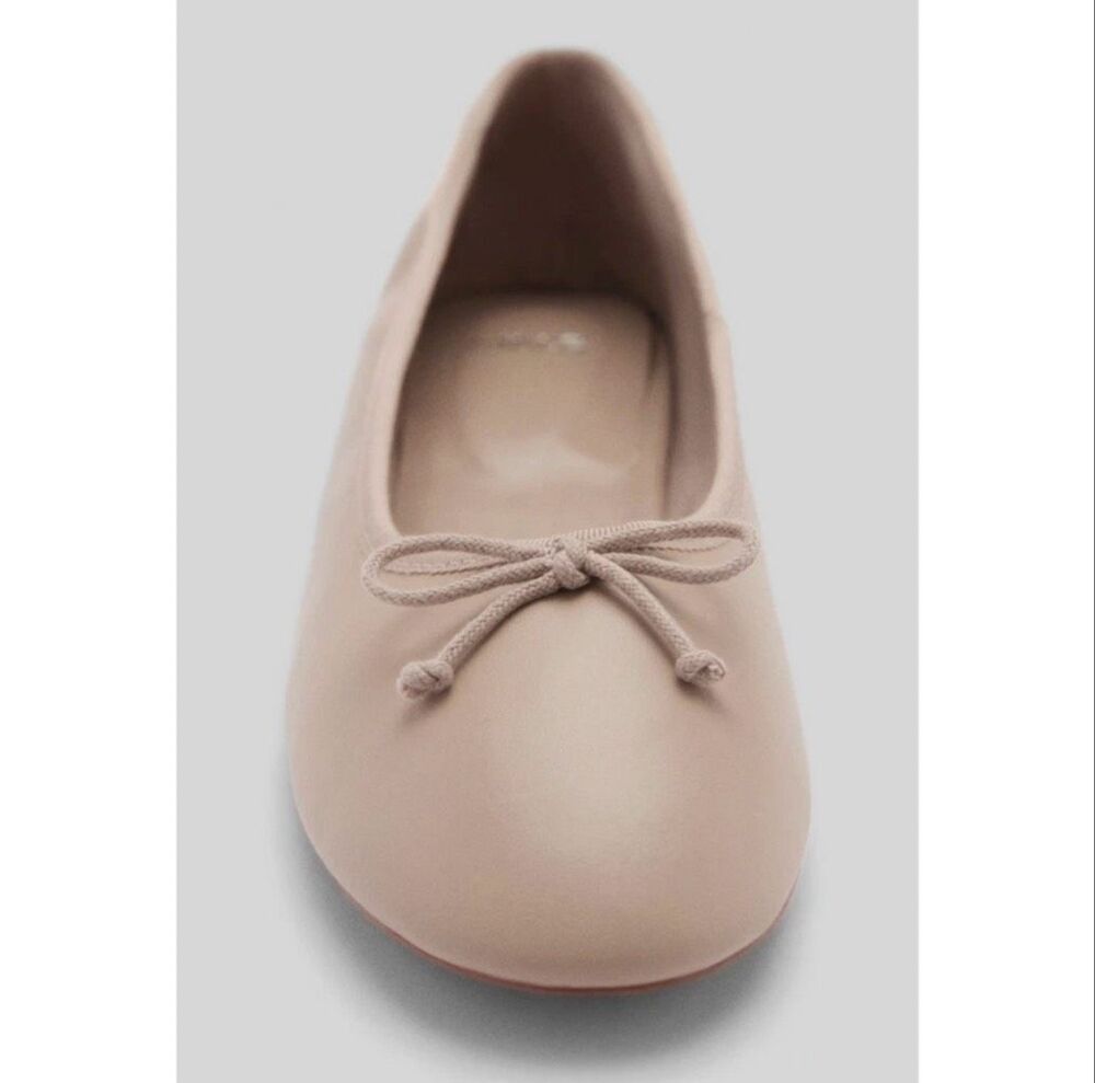 Mango MNG Leather Ballet Flats Bow Detail Beige Womens EU 41 Mango NEW - Picture 3 of 12